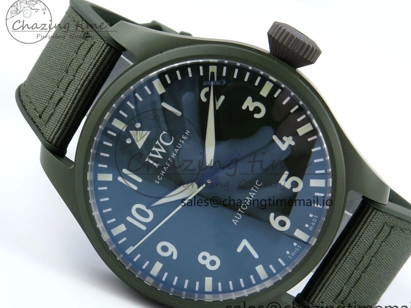 MIROTIME 0302 Big Pilot IW329802 M+F 1:1 Best Edition Green Dial on Green Nylon Strap MY Unique 7002